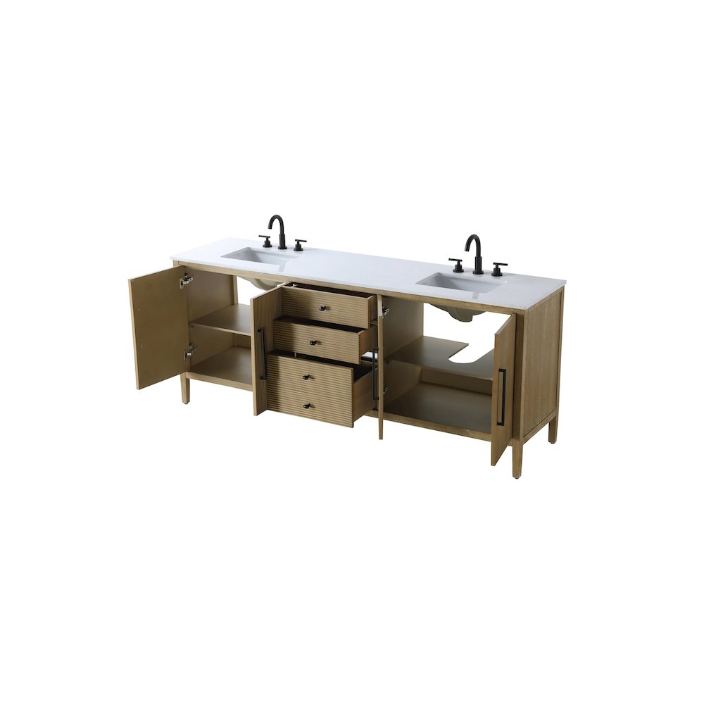 84 inch Double Bathroom Vanity in Linen Oak. Picture 7