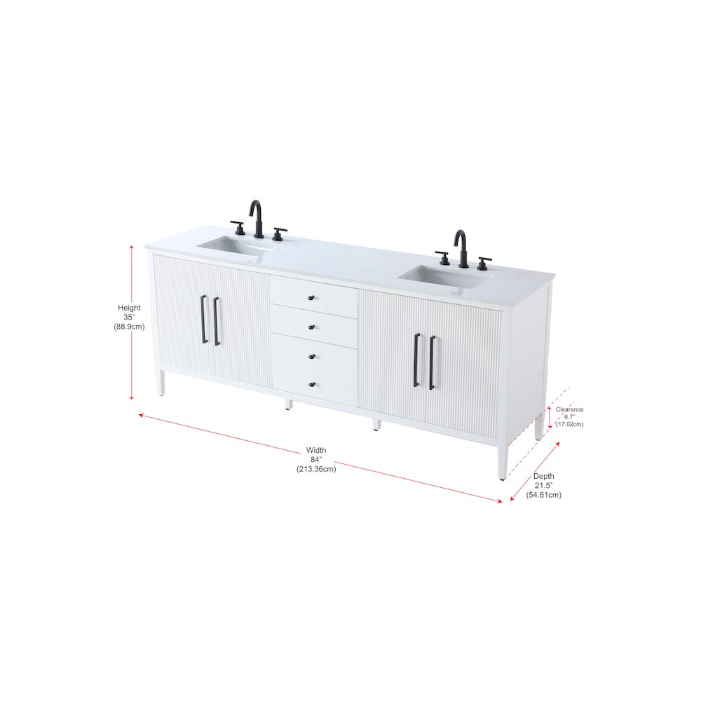 84 inch Double Bathroom Vanity in White. Picture 13
