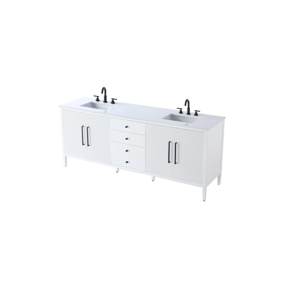 84 inch Double Bathroom Vanity in White. Picture 6