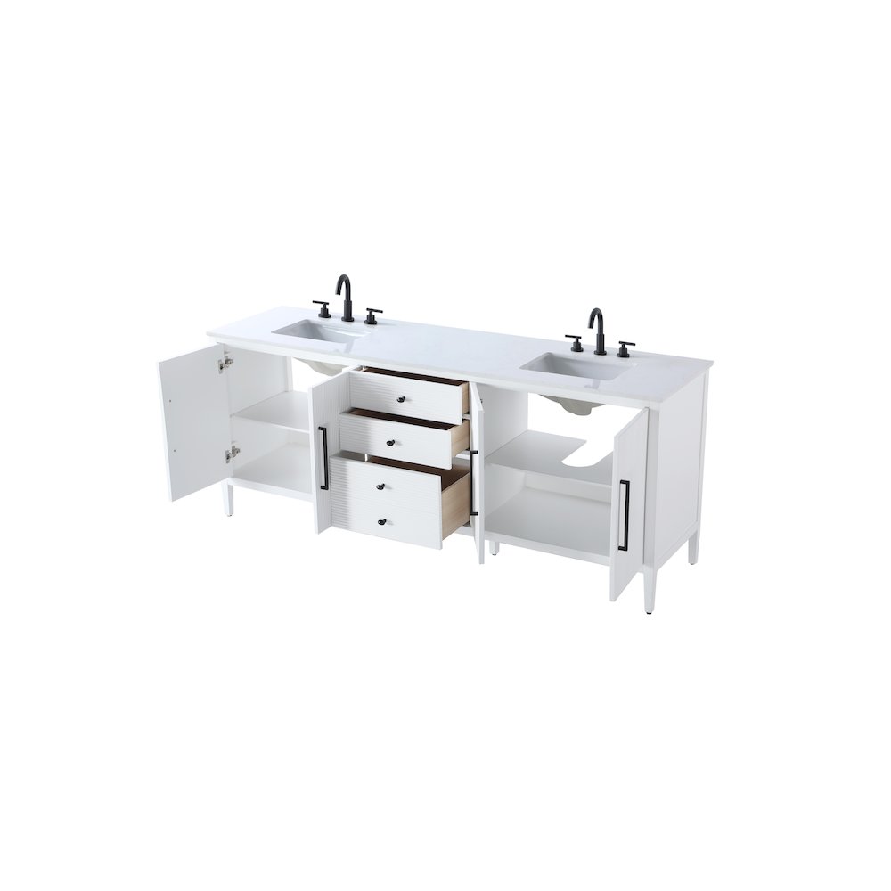 84 inch Double Bathroom Vanity in White. Picture 7