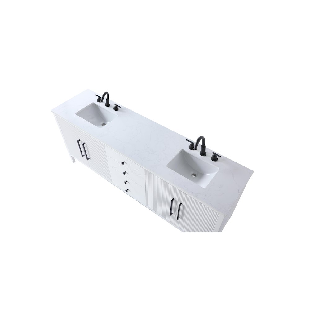 84 inch Double Bathroom Vanity in White. Picture 8