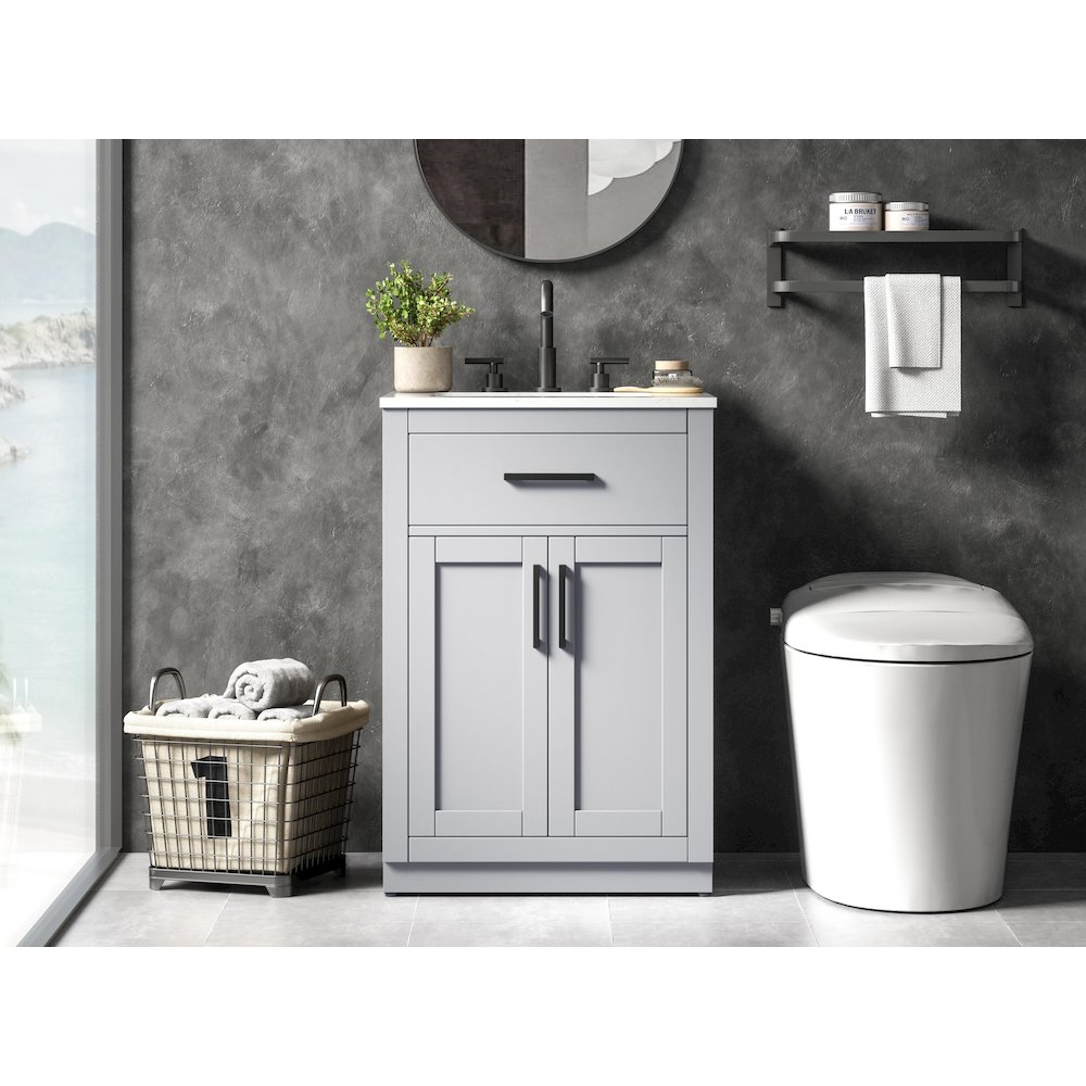 Alden 24 Inch Single Bathroom Vanity In Grey. Picture 2