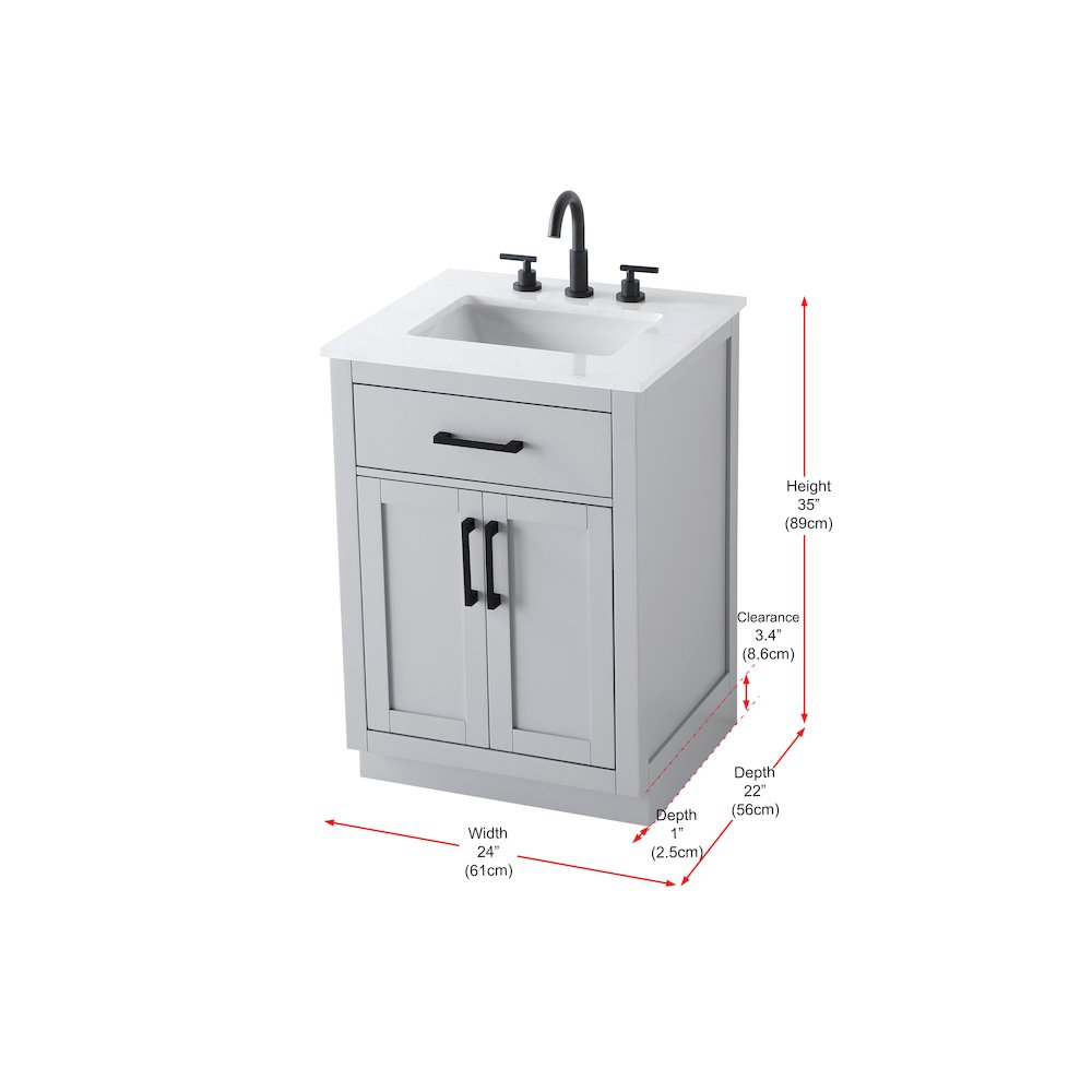 Alden 24 Inch Single Bathroom Vanity In Grey. Picture 13
