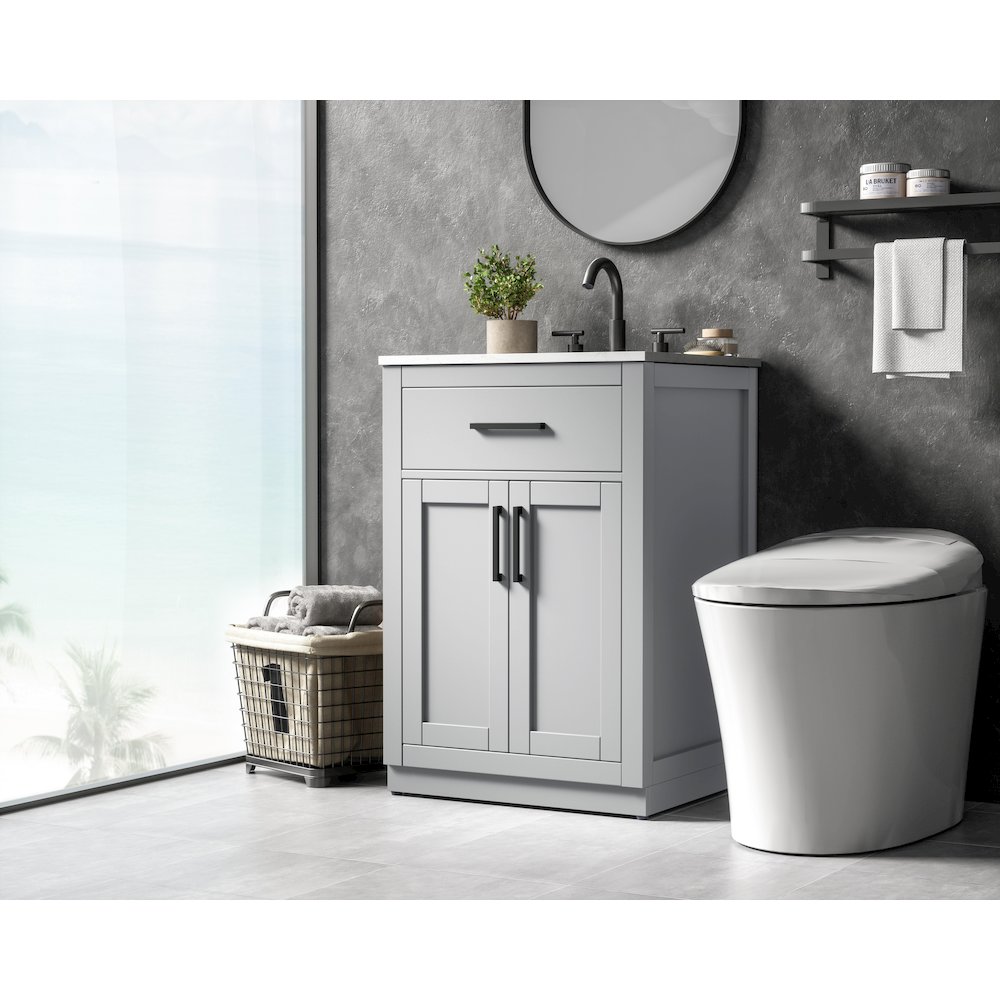 Alden 24 Inch Single Bathroom Vanity In Grey. Picture 3