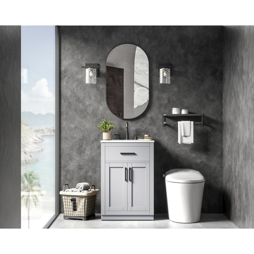 Alden 24 Inch Single Bathroom Vanity In Grey. Picture 4