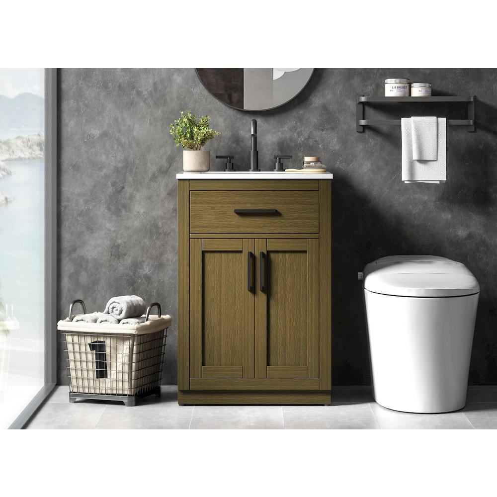 Alden 24 Inch Single Bathroom Vanity In Chestnut Brown. Picture 2