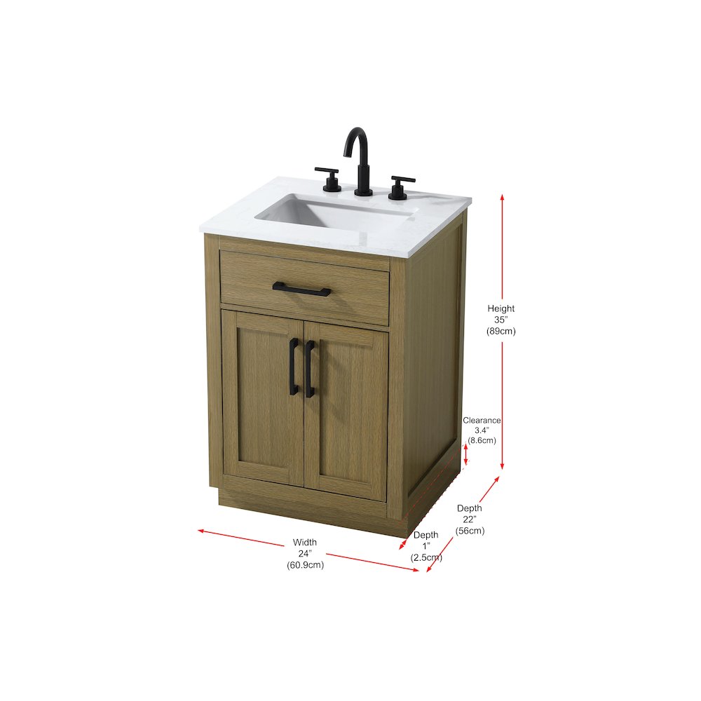 Alden 24 Inch Single Bathroom Vanity In Chestnut Brown. Picture 13