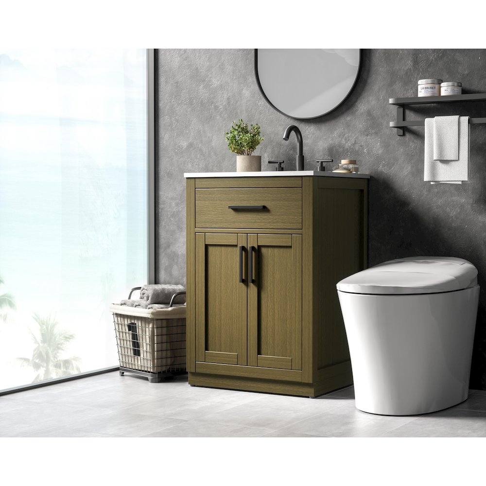 Alden 24 Inch Single Bathroom Vanity In Chestnut Brown. Picture 3