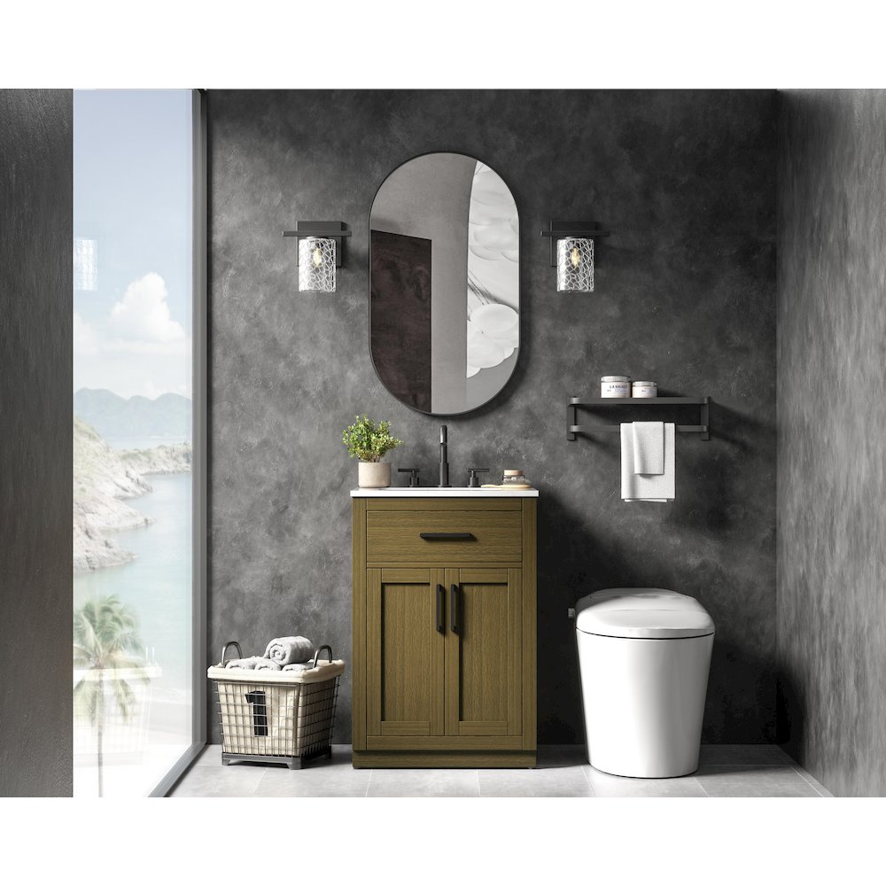 Alden 24 Inch Single Bathroom Vanity In Chestnut Brown. Picture 4