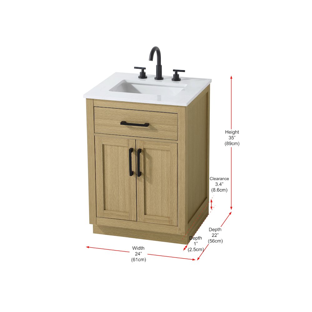 Alden 24 Inch Single Bathroom Vanity In Honey Brown. Picture 13