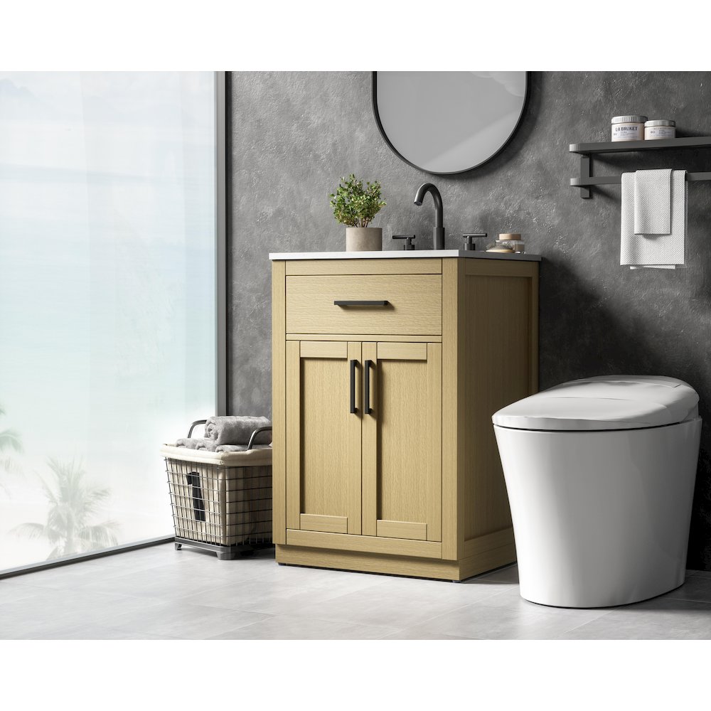 Alden 24 Inch Single Bathroom Vanity In Honey Brown. Picture 3