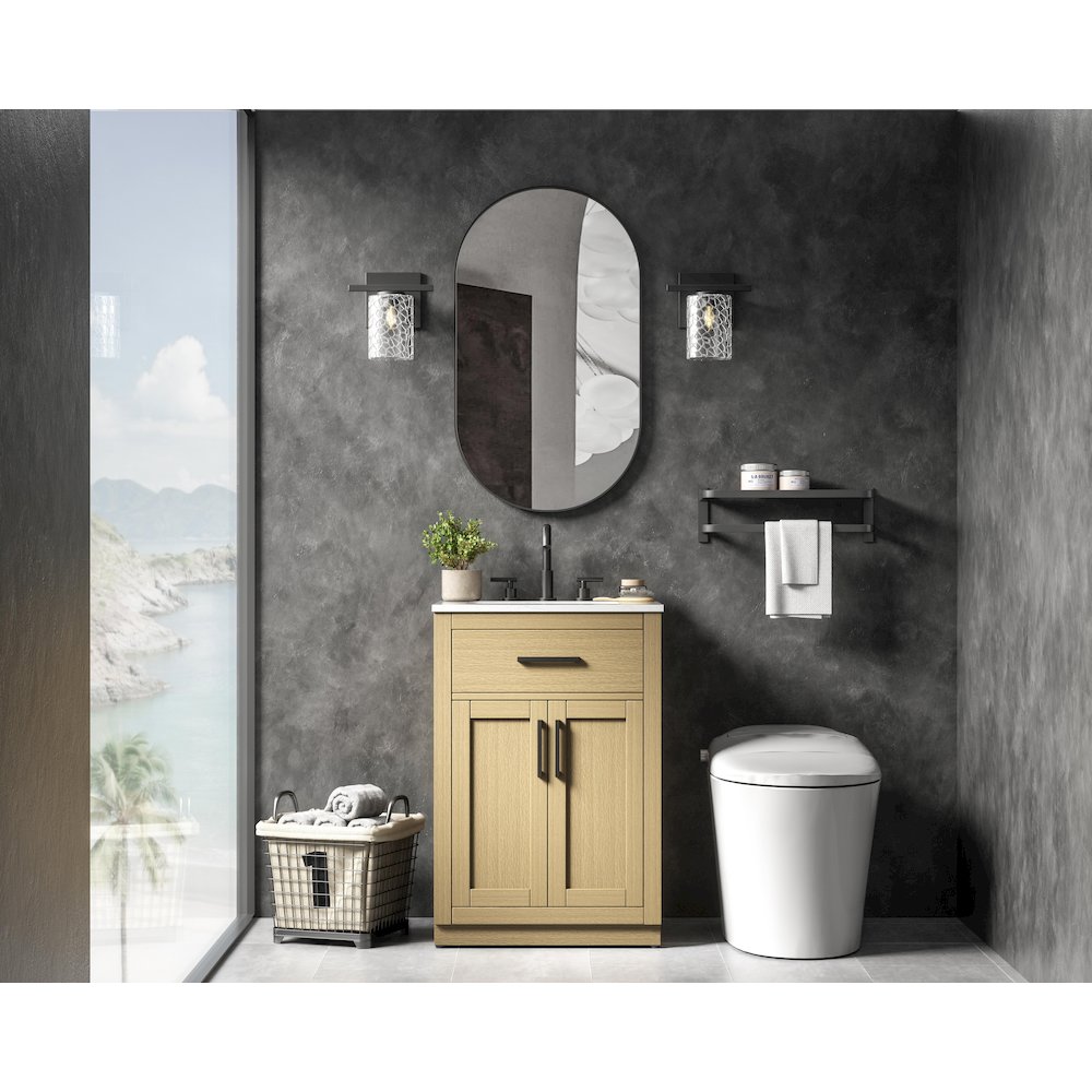 Alden 24 Inch Single Bathroom Vanity In Honey Brown. Picture 4