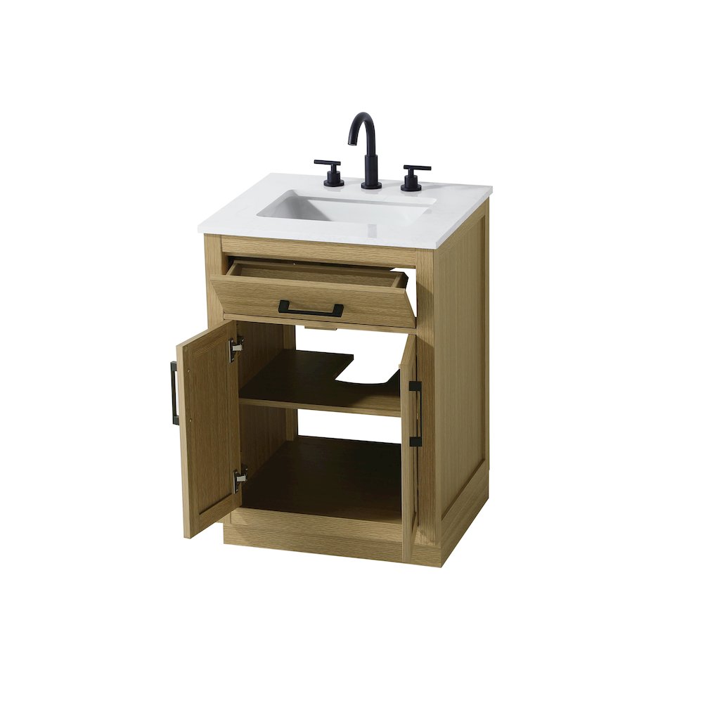 Alden 24 Inch Single Bathroom Vanity In Honey Brown. Picture 7
