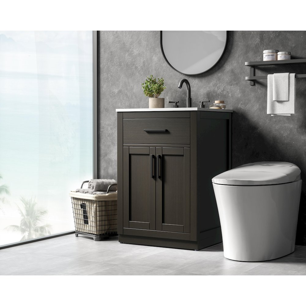 Alden 24 Inch Single Bathroom Vanity In Mocha Brown. Picture 3