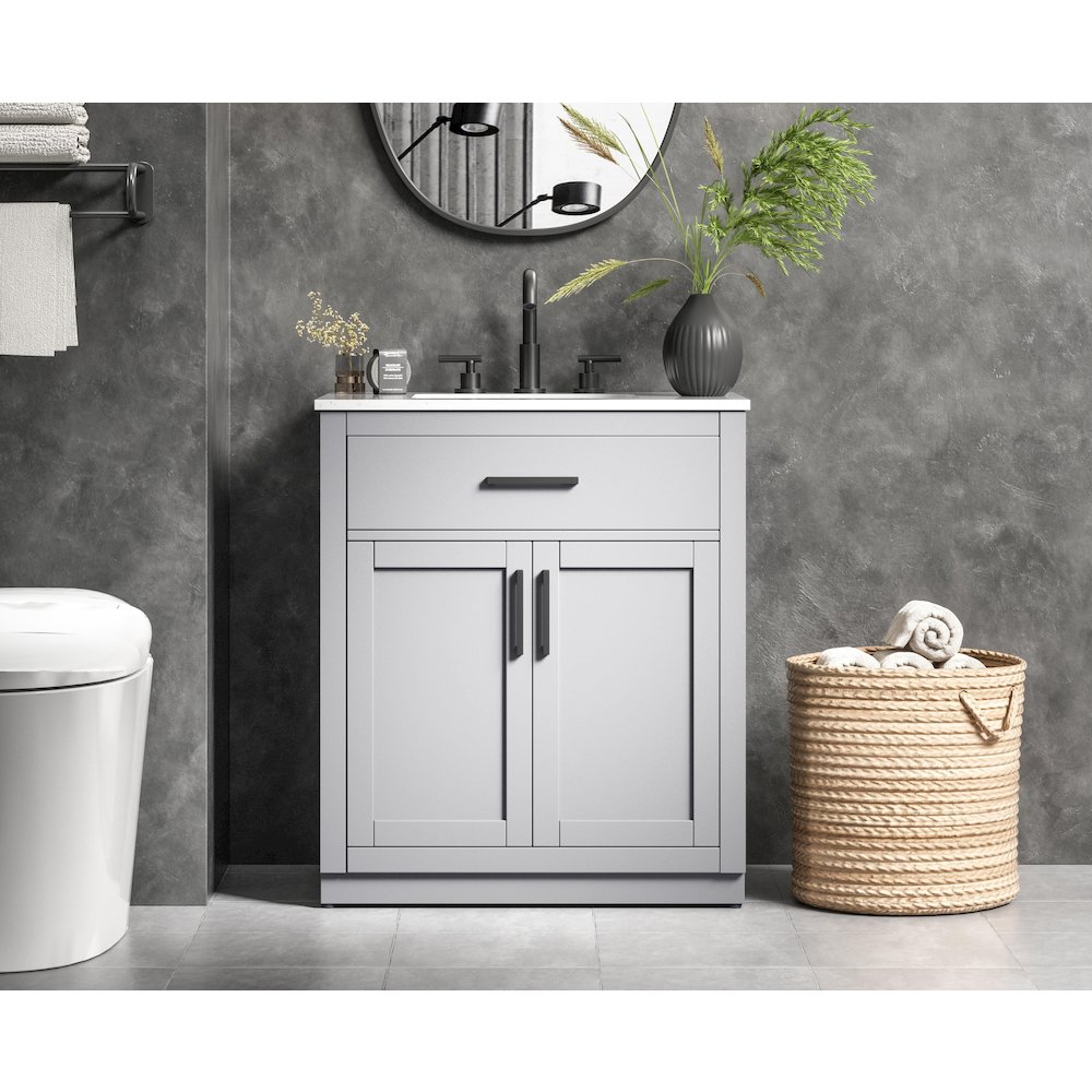 Alden 30 Inch Single Bathroom Vanity In Grey. Picture 2