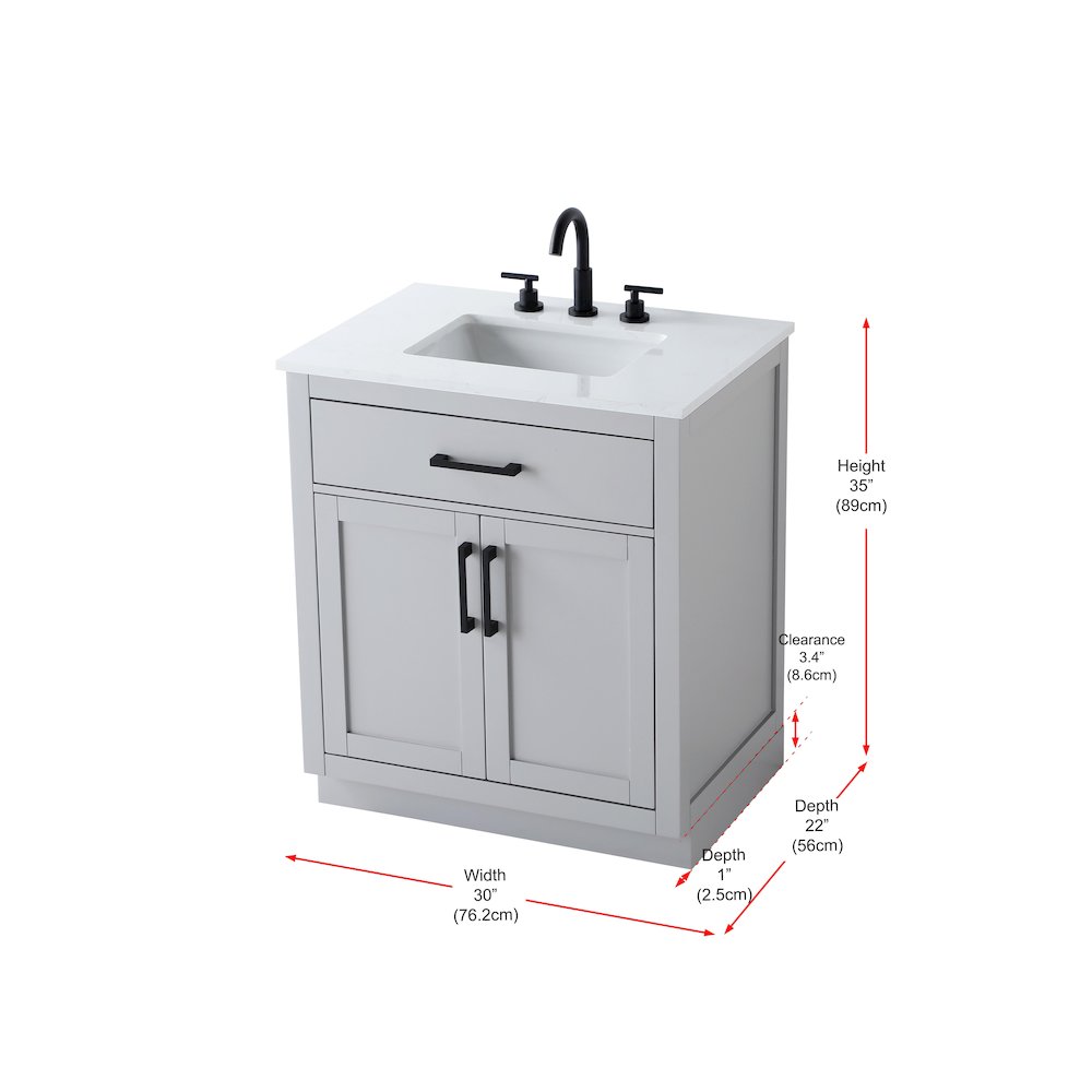 Alden 30 Inch Single Bathroom Vanity In Grey. Picture 13
