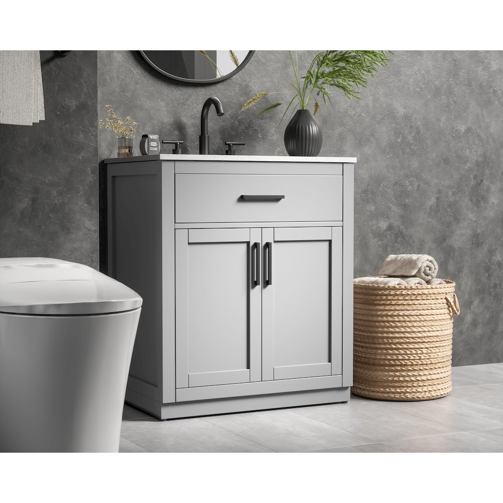 Alden 30 Inch Single Bathroom Vanity In Grey. Picture 3