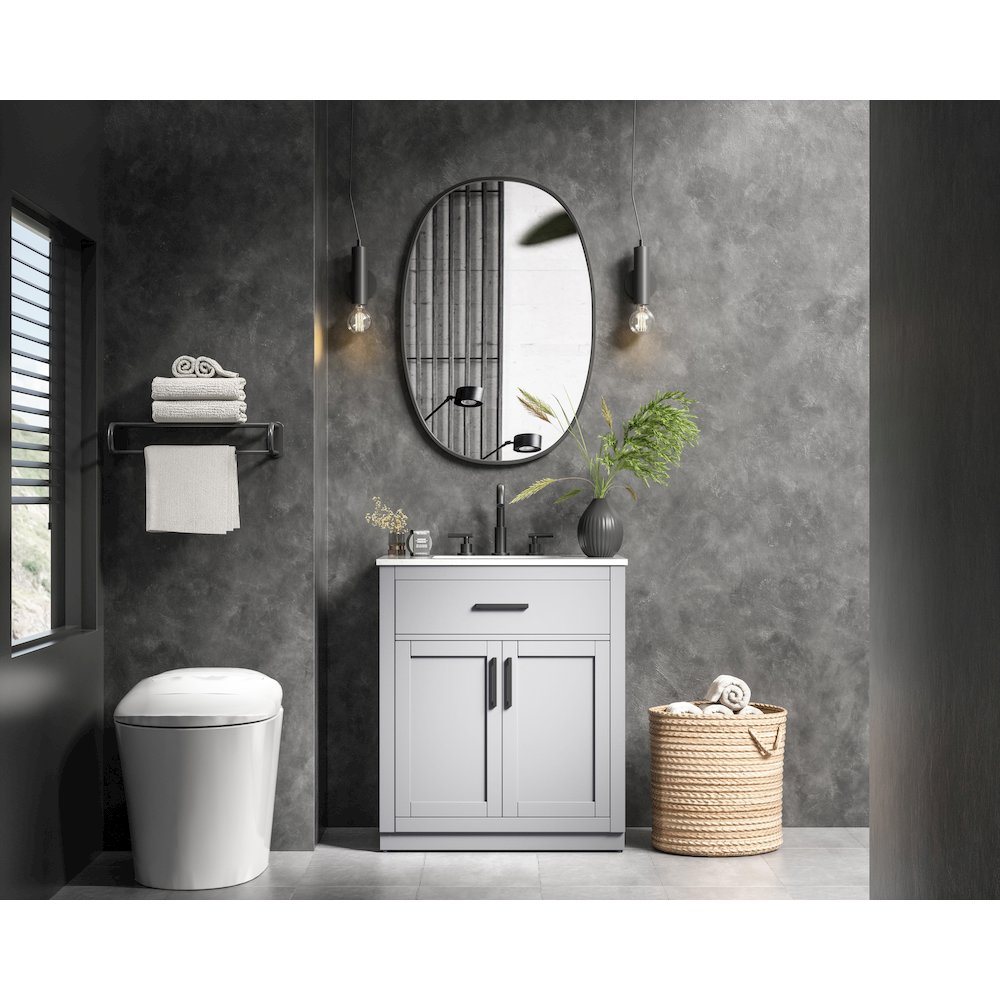 Alden 30 Inch Single Bathroom Vanity In Grey. Picture 4