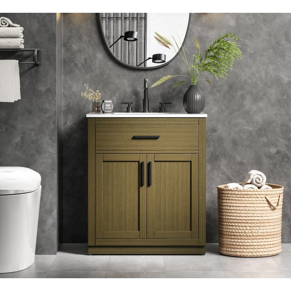 Alden 30 Inch Single Bathroom Vanity In Chestnut Brown. Picture 2