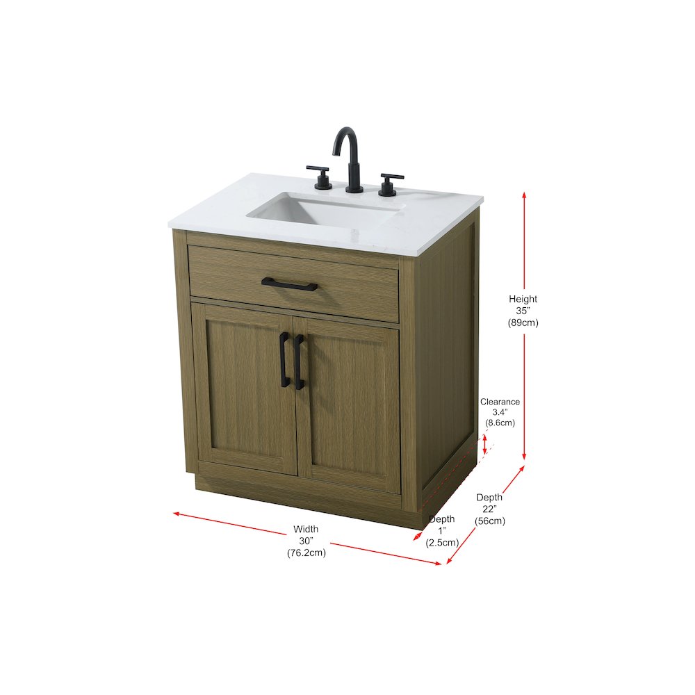Alden 30 Inch Single Bathroom Vanity In Chestnut Brown. Picture 13