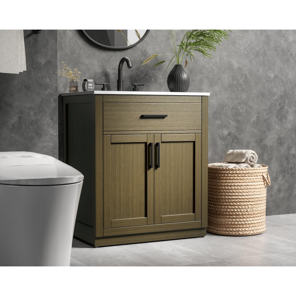 Alden 30 Inch Single Bathroom Vanity In Chestnut Brown. Picture 3