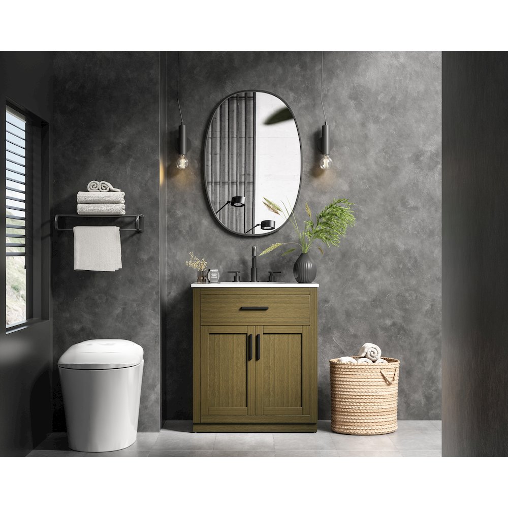 Alden 30 Inch Single Bathroom Vanity In Chestnut Brown. Picture 4