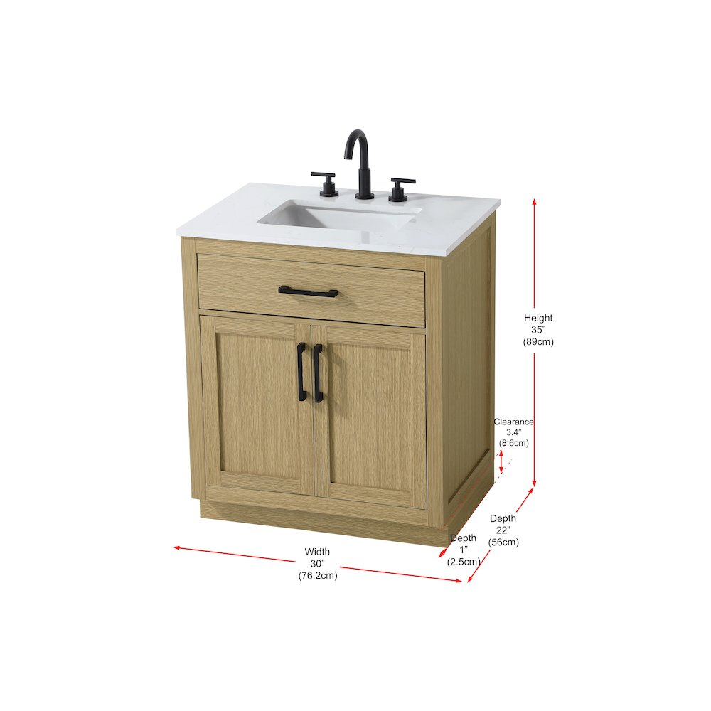 Alden 30 Inch Single Bathroom Vanity In Honey Brown. Picture 13