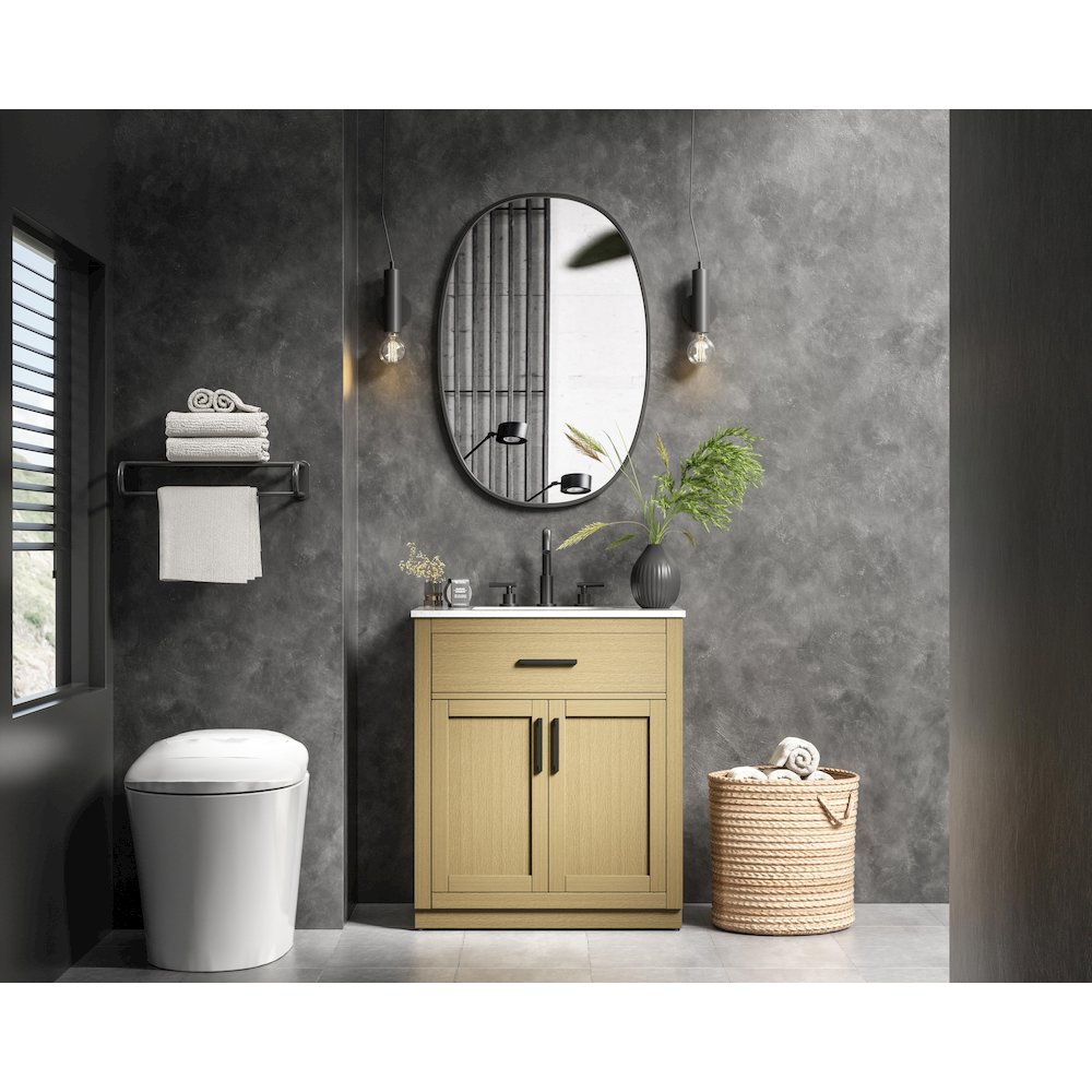Alden 30 Inch Single Bathroom Vanity In Honey Brown. Picture 4