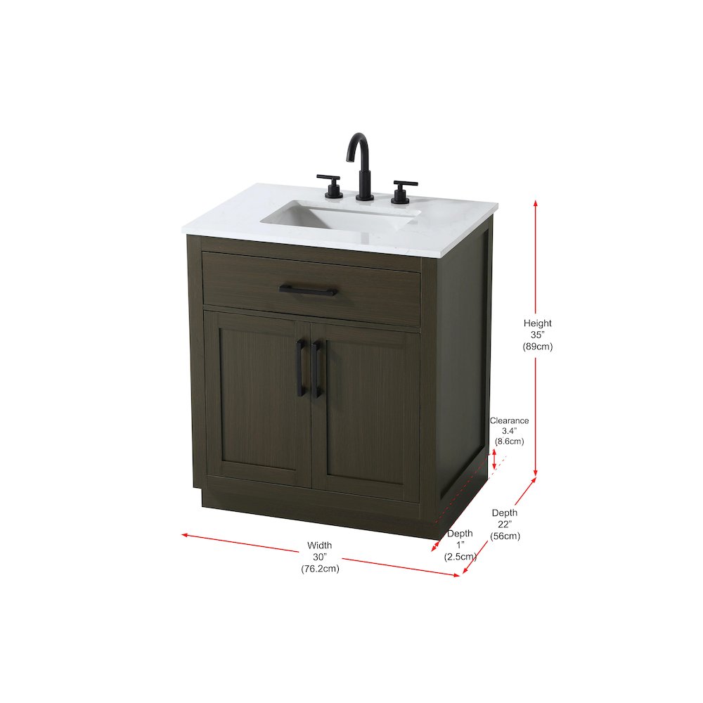 Alden 30 Inch Single Bathroom Vanity In Mocha Brown. Picture 13