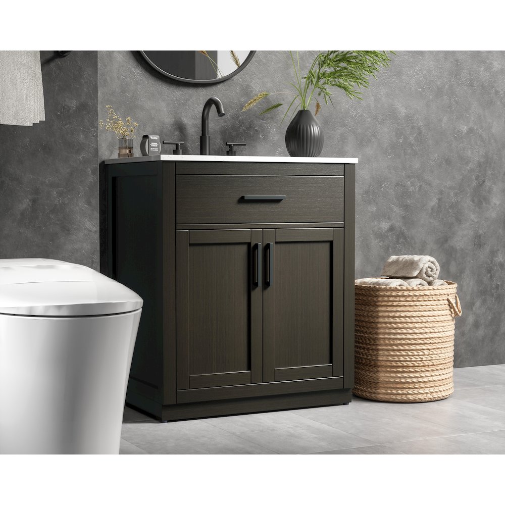 Alden 30 Inch Single Bathroom Vanity In Mocha Brown. Picture 3