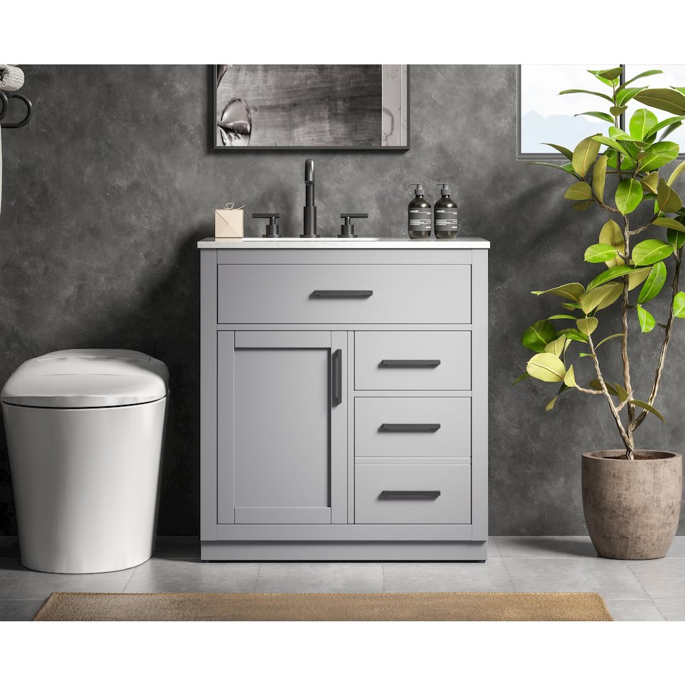 Alden 32 Inch Single Bathroom Vanity In Grey. Picture 2