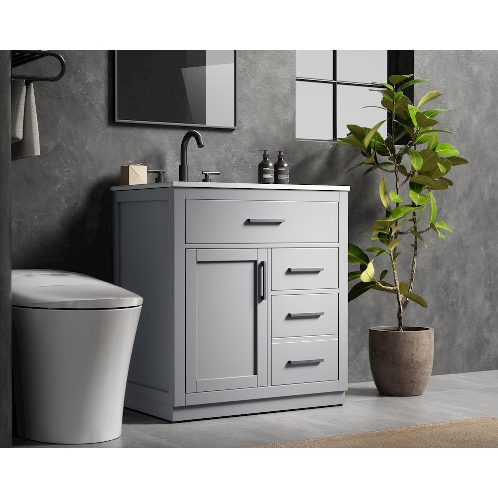 Alden 32 Inch Single Bathroom Vanity In Grey. Picture 3