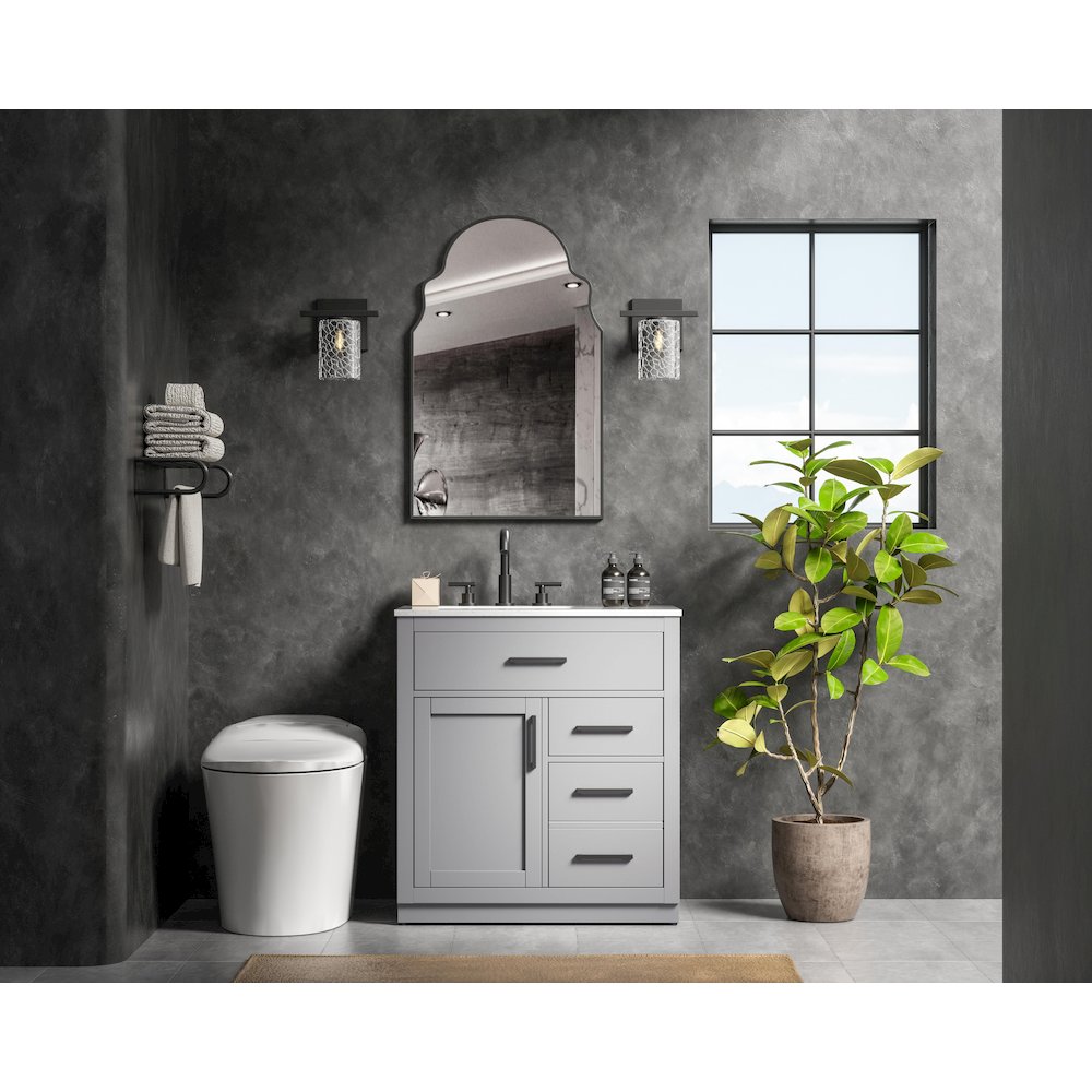 Alden 32 Inch Single Bathroom Vanity In Grey. Picture 4