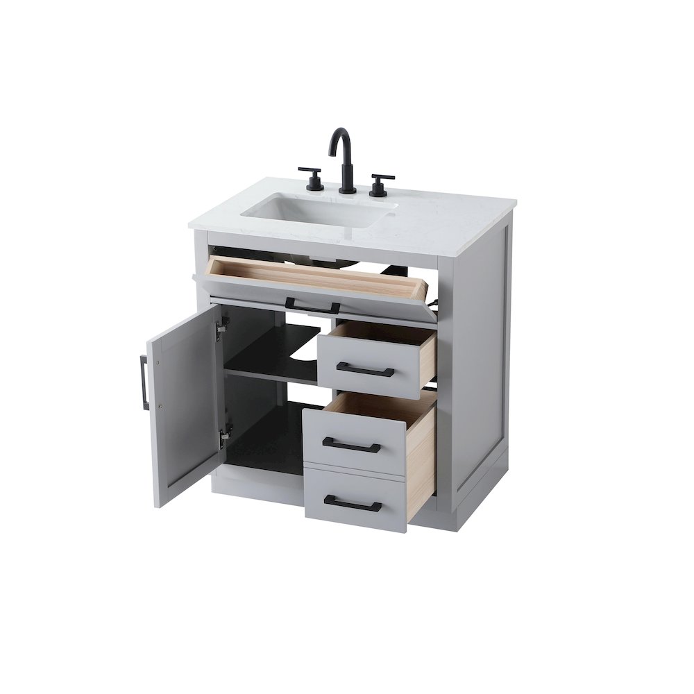 Alden 32 Inch Single Bathroom Vanity In Grey. Picture 7