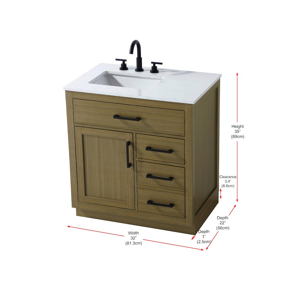 Alden 32 Inch Single Bathroom Vanity In Chestnut Brown. Picture 13