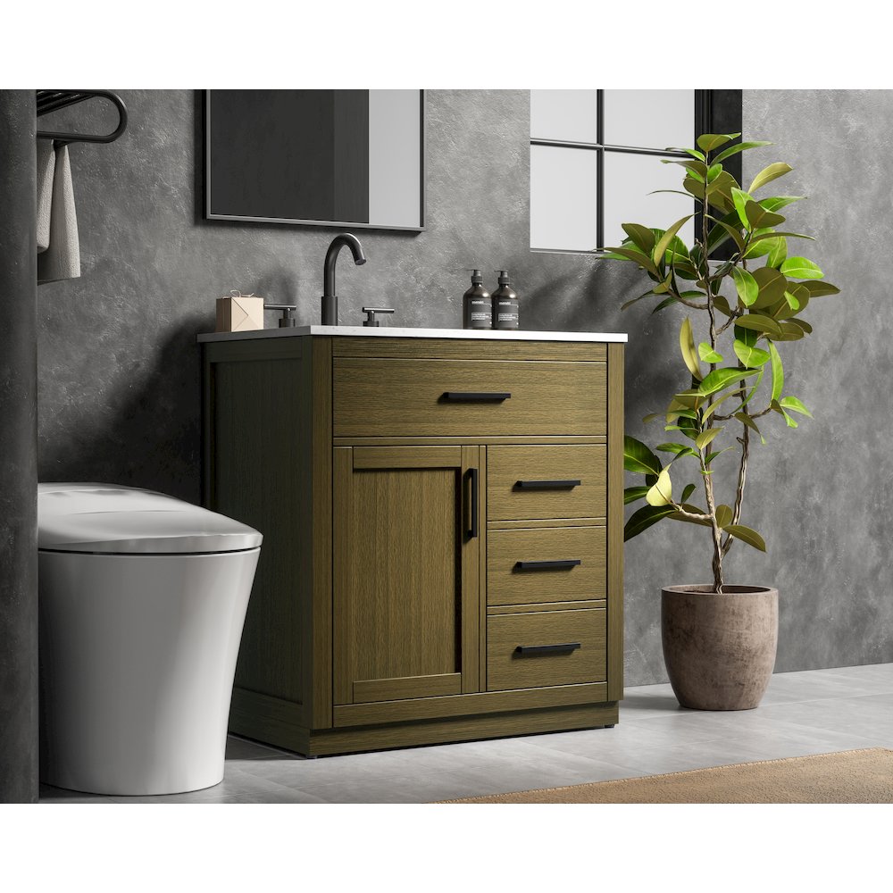 Alden 32 Inch Single Bathroom Vanity In Chestnut Brown. Picture 3
