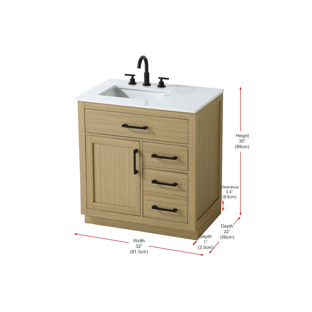 Alden 32 Inch Single Bathroom Vanity In Honey Brown. Picture 13