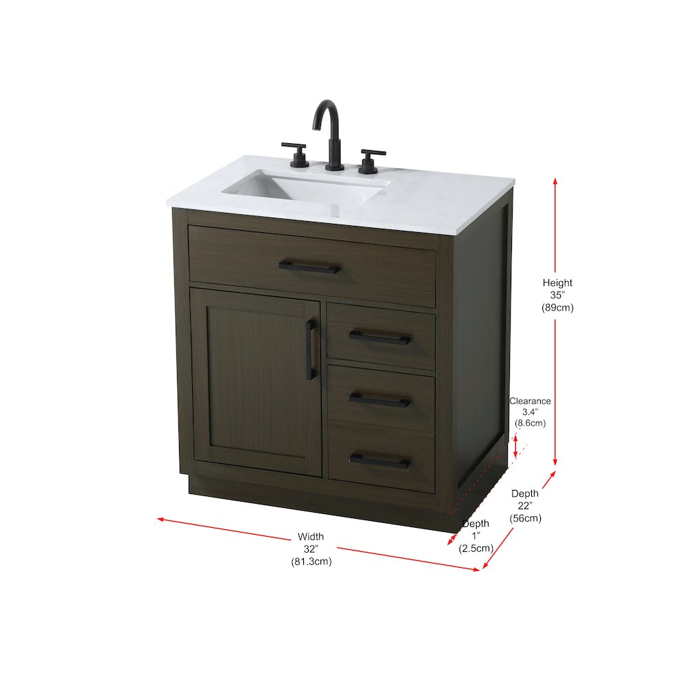 Alden 32 Inch Single Bathroom Vanity In Mocha Brown. Picture 13