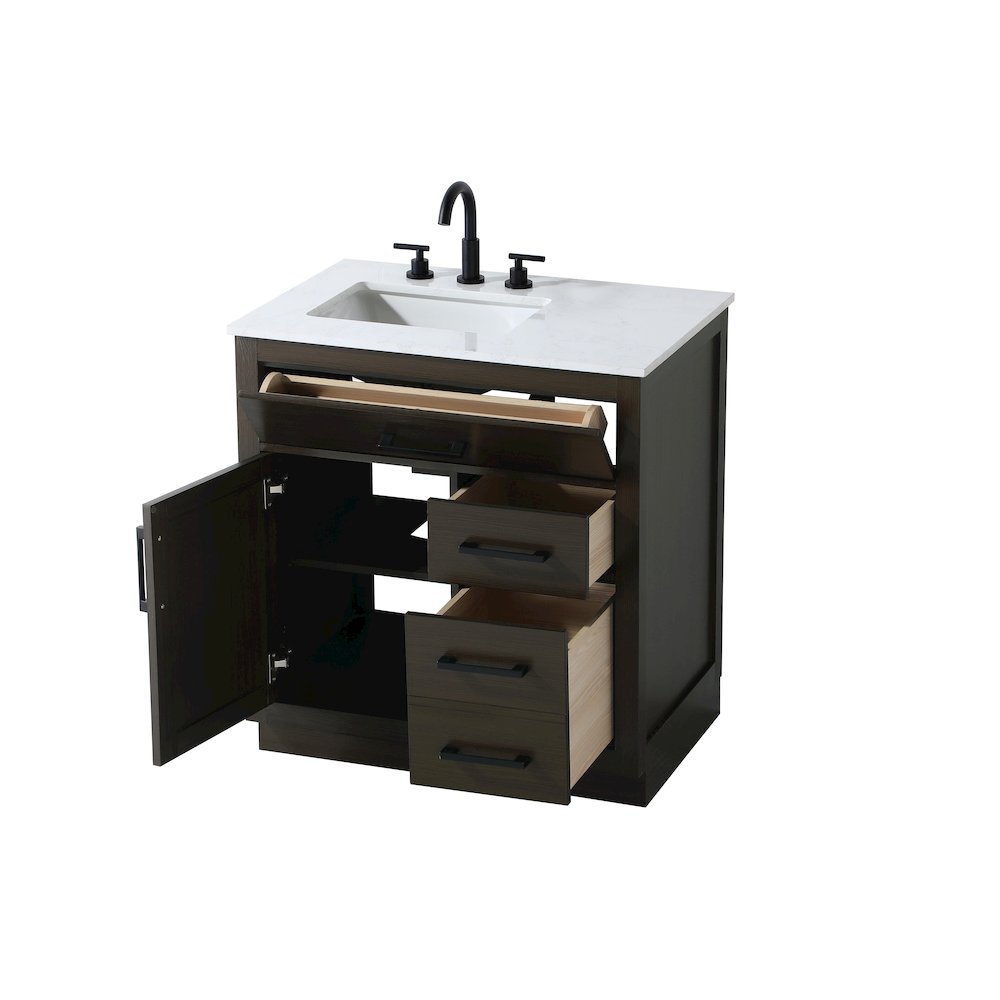Alden 32 Inch Single Bathroom Vanity In Mocha Brown. Picture 7