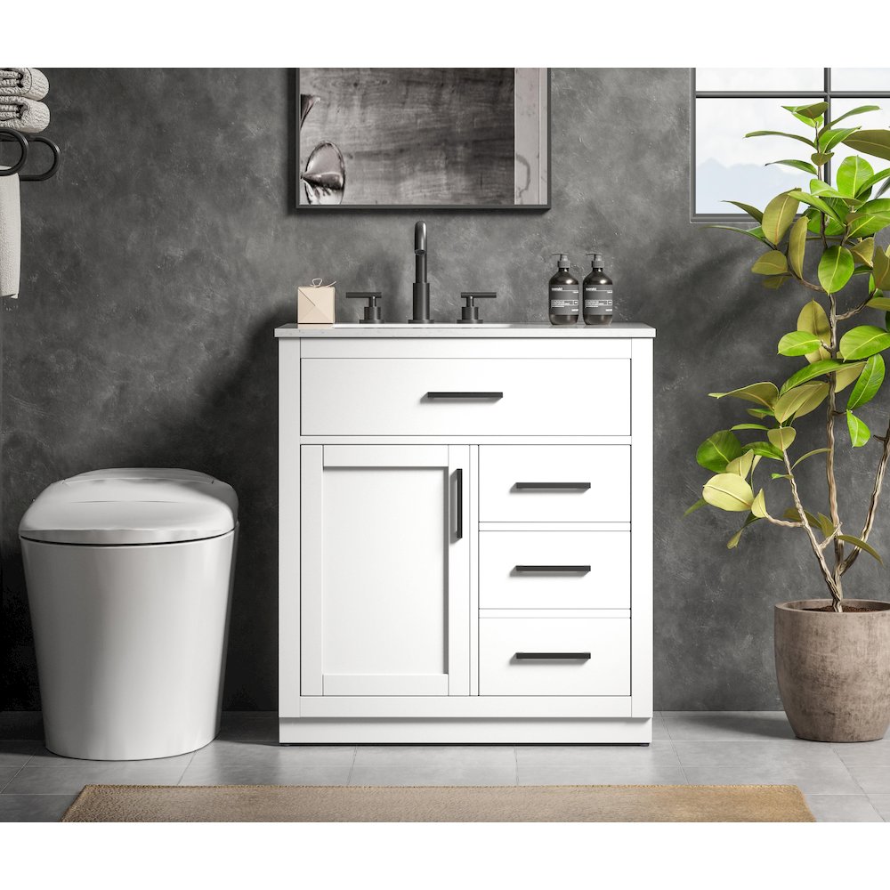 Alden 32 Inch Single Bathroom Vanity In White. Picture 2