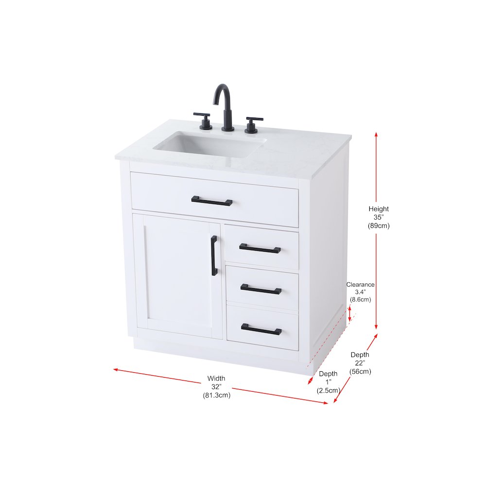 Alden 32 Inch Single Bathroom Vanity In White. Picture 13