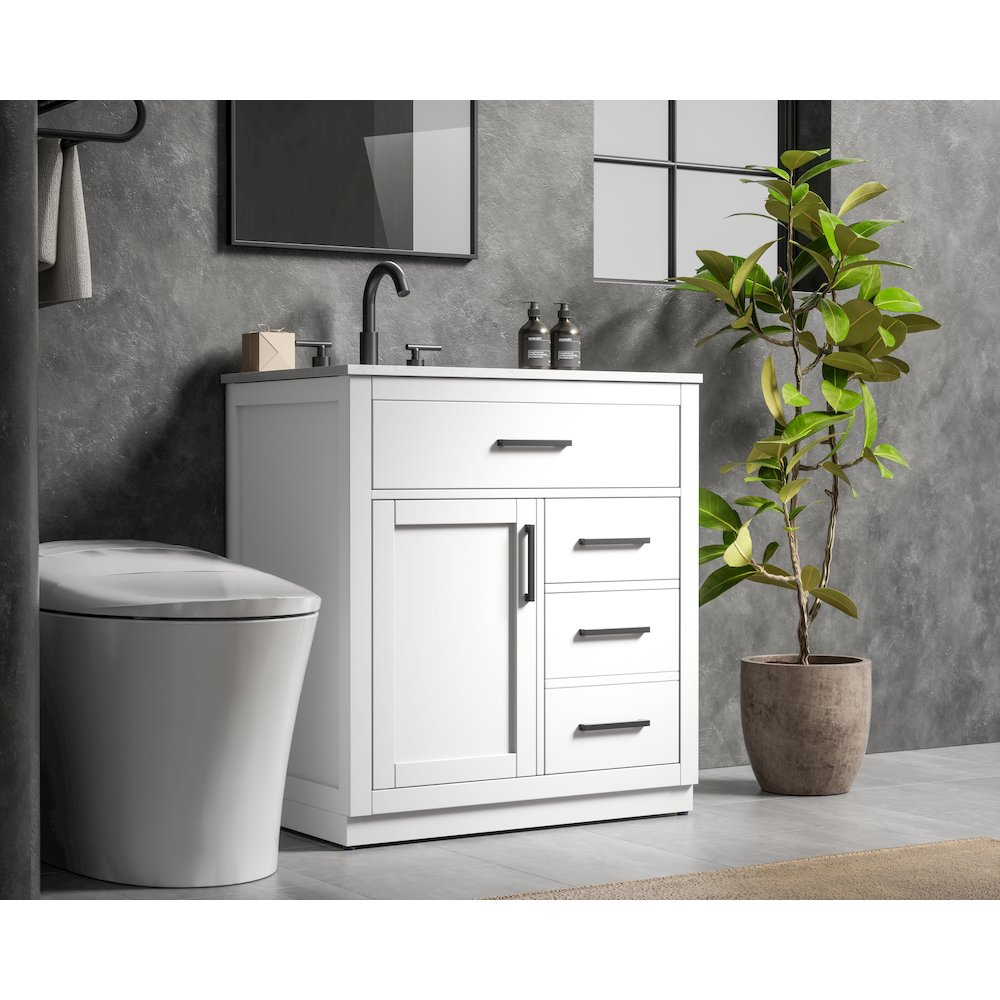 Alden 32 Inch Single Bathroom Vanity In White. Picture 3