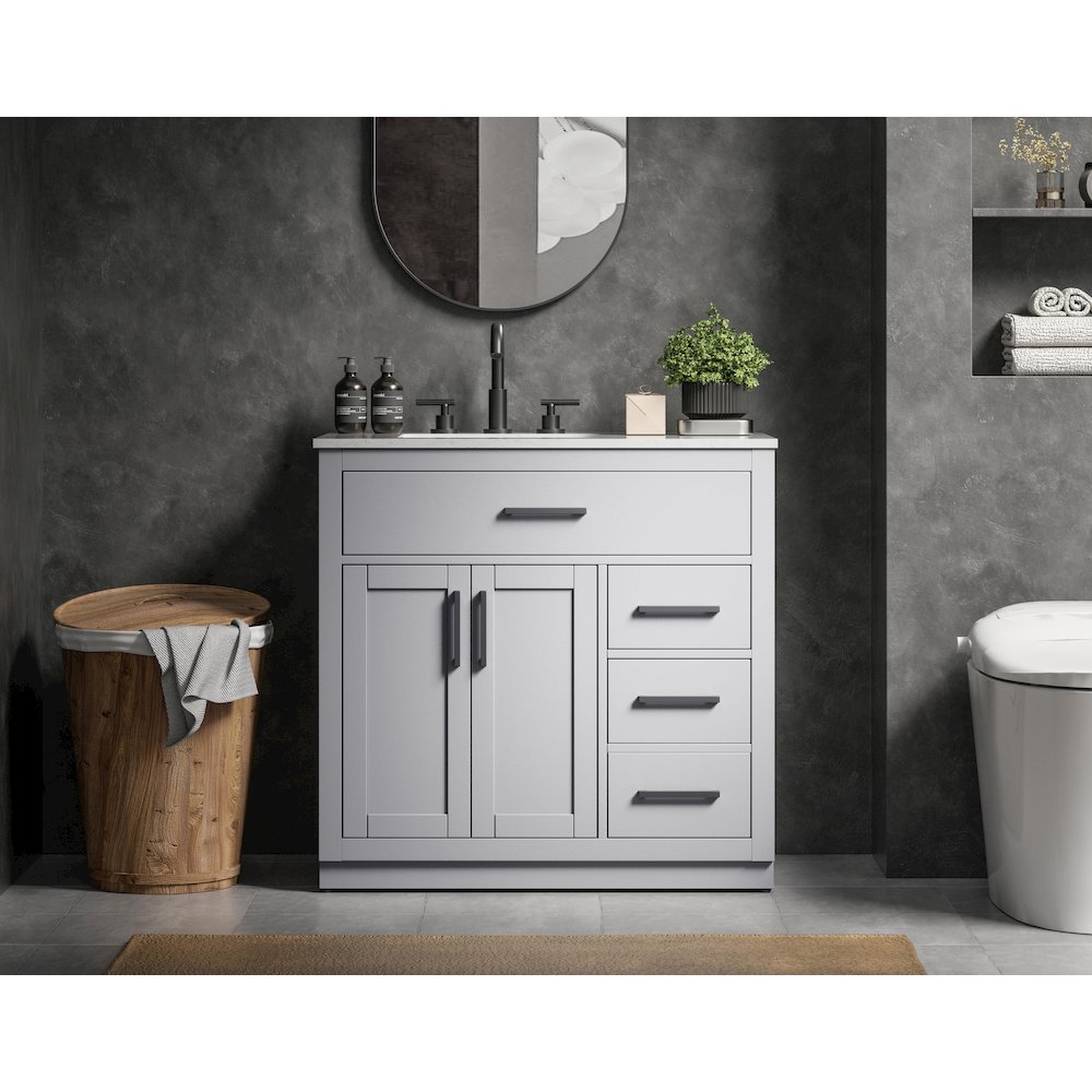 Alden 36 Inch Single Bathroom Vanity In Grey. Picture 2