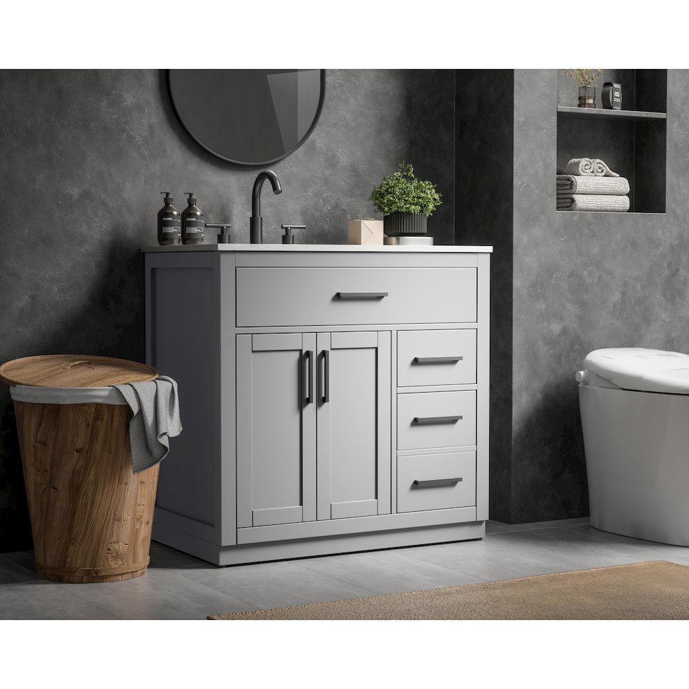 Alden 36 Inch Single Bathroom Vanity In Grey. Picture 3