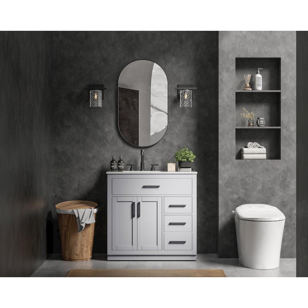 Alden 36 Inch Single Bathroom Vanity In Grey. Picture 4