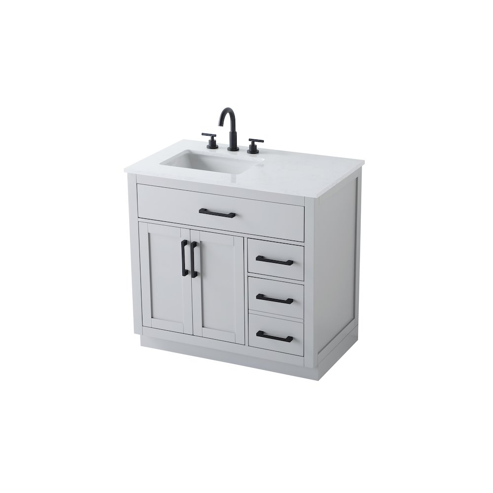 Alden 36 Inch Single Bathroom Vanity In Grey. Picture 6