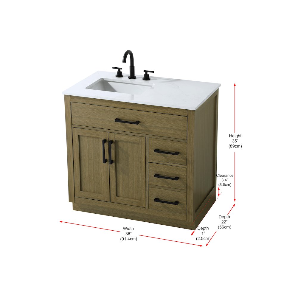 Alden 36 Inch Single Bathroom Vanity In Chestnut Brown. Picture 13