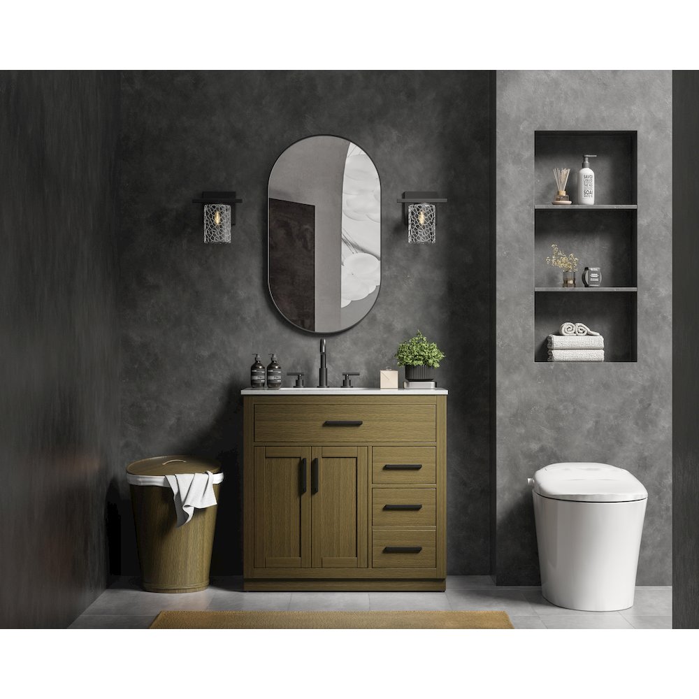 Alden 36 Inch Single Bathroom Vanity In Chestnut Brown. Picture 4