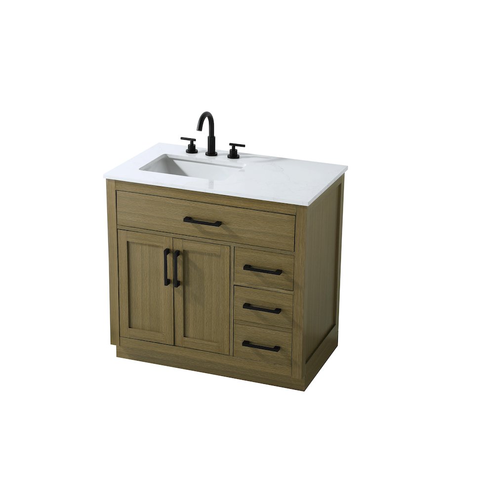Alden 36 Inch Single Bathroom Vanity In Chestnut Brown. Picture 6