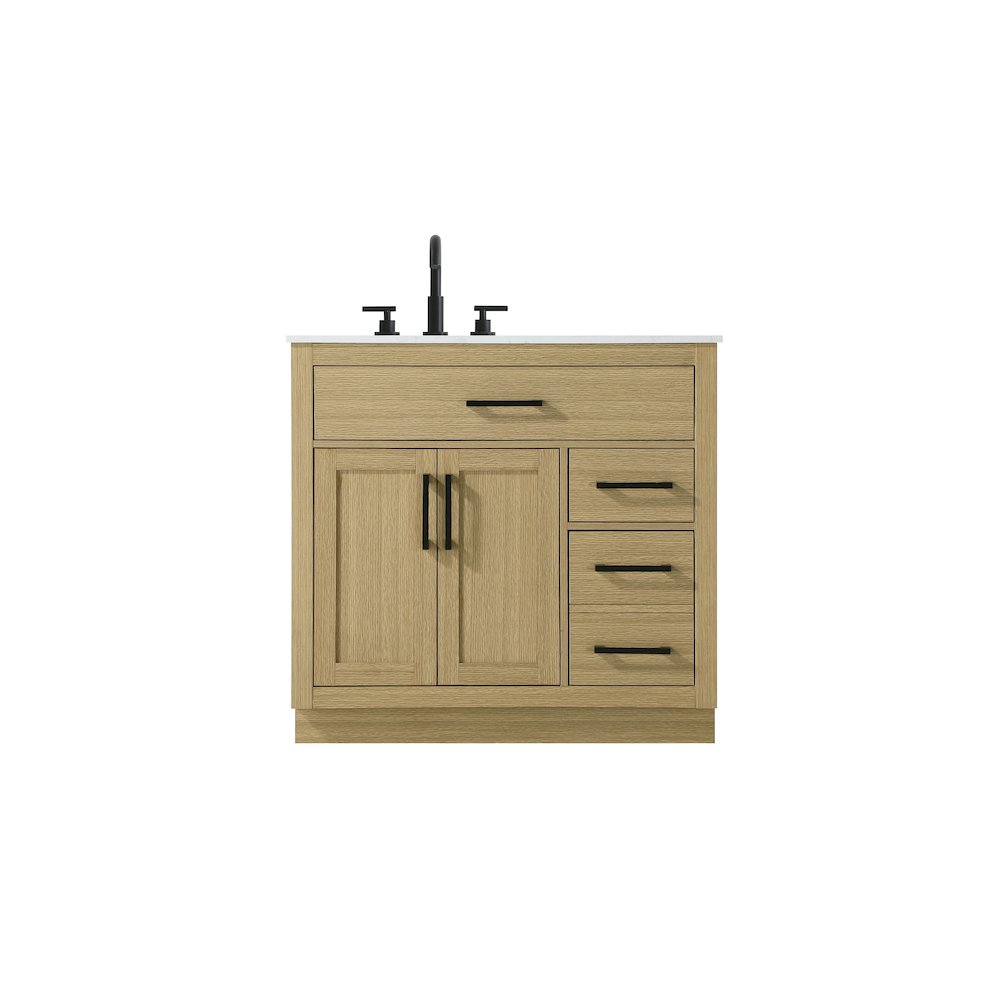 Alden 36 Inch Single Bathroom Vanity In Honey Brown. Picture 1